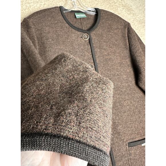 Geiger Collections Women's Vomp Button Brown 100% Boiled Wool Jacket Sz 46 EC - Picture 11 of 16